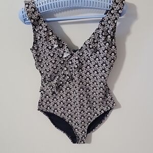 NIPTUCK Chic Brown and Navy Patterned Swimsuit, Size S